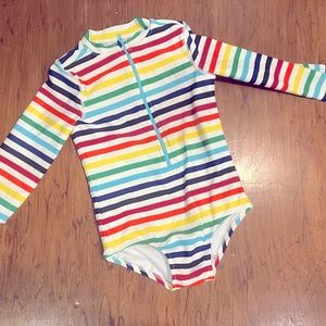 Primary brand rainbow stripe long sleeve bathing suit